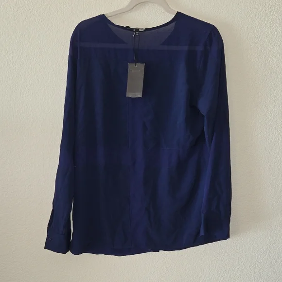 W118 by Walter Baker Navy Sheer Button-Front Blouse - Picture 4 of 5